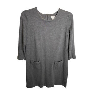 J Jill Ponte Shift Dress Womens XS 3/4 Sleeve Pockets Midi